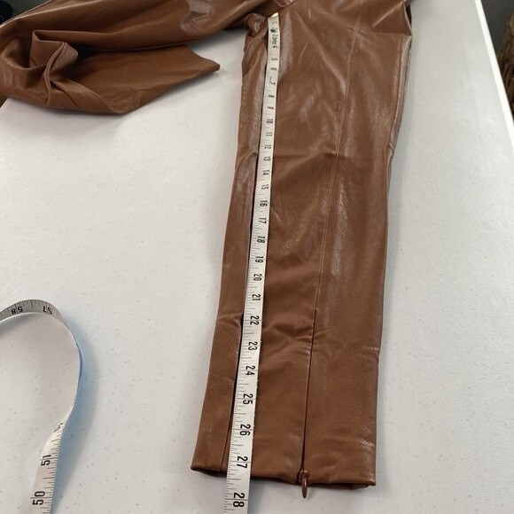 Lulus Camel Way To Cool Vegan Leather High-Waist Legging Zip Hem Stretch Pull-On - Picture 14 of 16